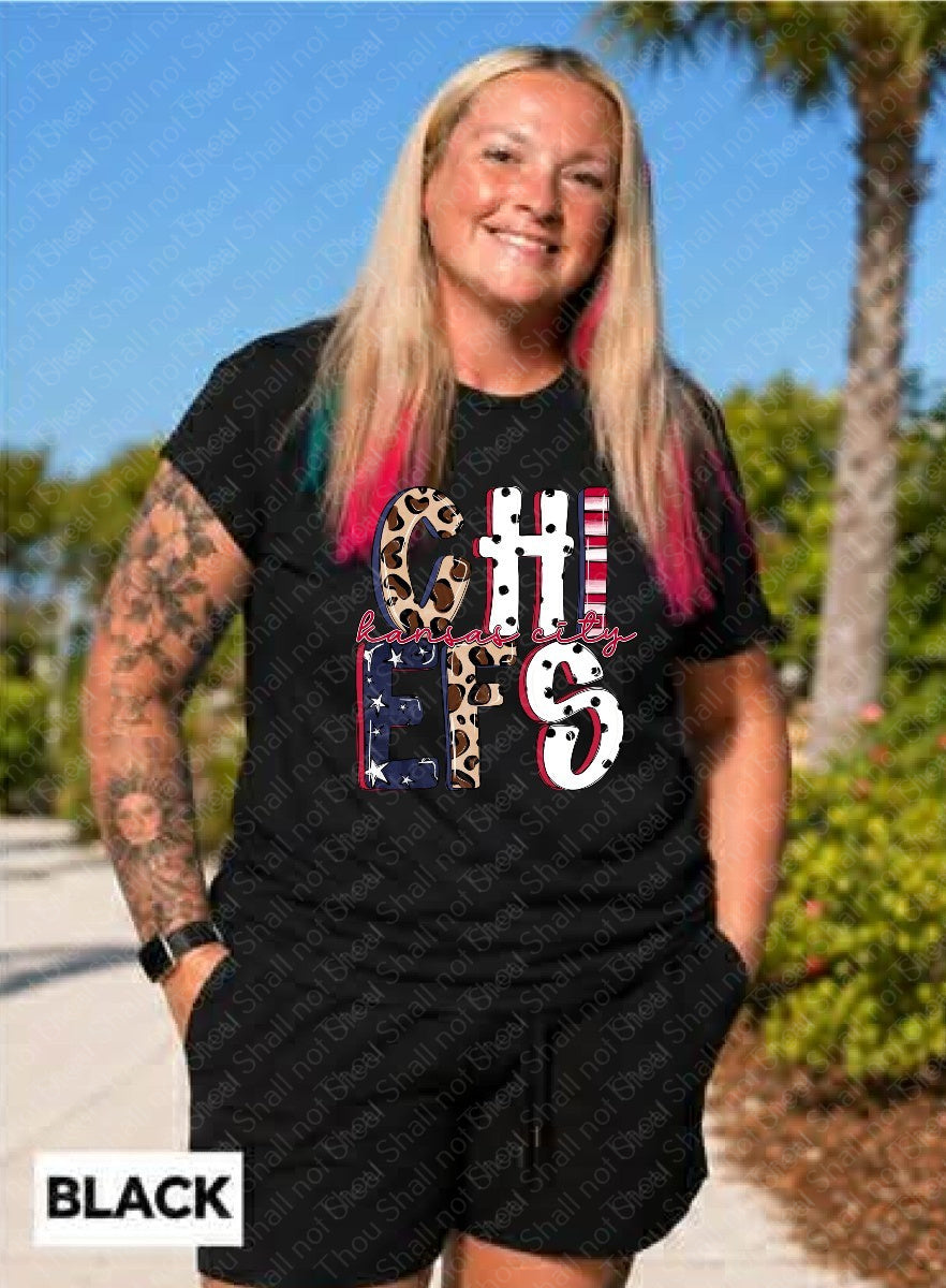 30-387 Kansas City Stars Stripes Cheetah Print tee