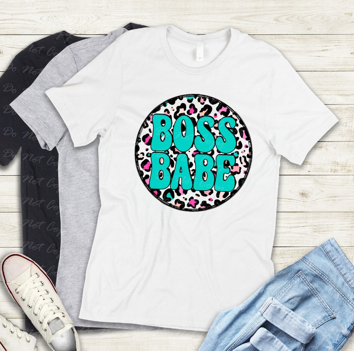 35-02 Teal cheetah boss babes Tee