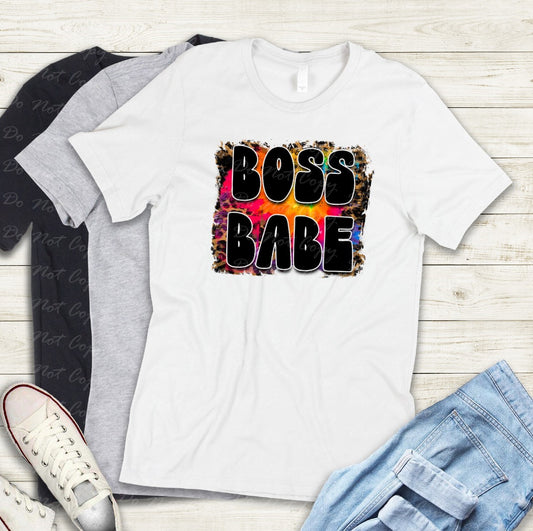 35-07 Cheetah Colorful Boss Babe Tee