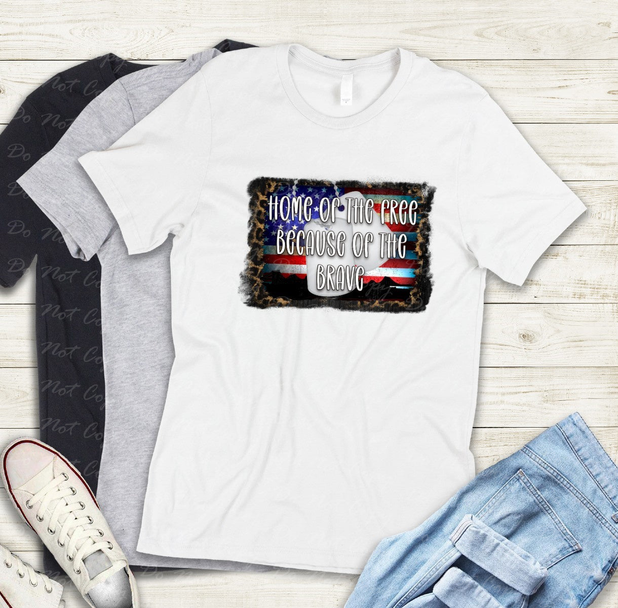 40-03 Home of the free dog tag patriotic tee