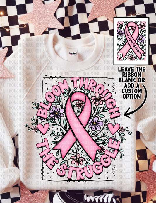 45-121 Bloom Through The Struggle - Pink Ribbon Tee