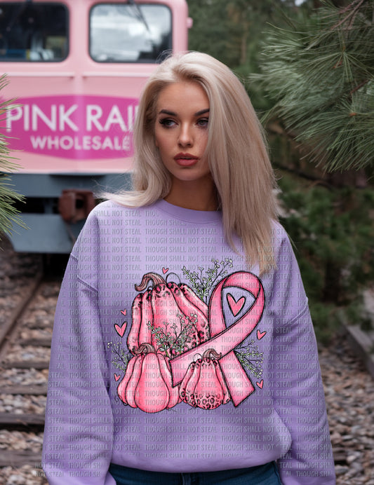 45-140 Breast Cancer Floral Pumpkin tee