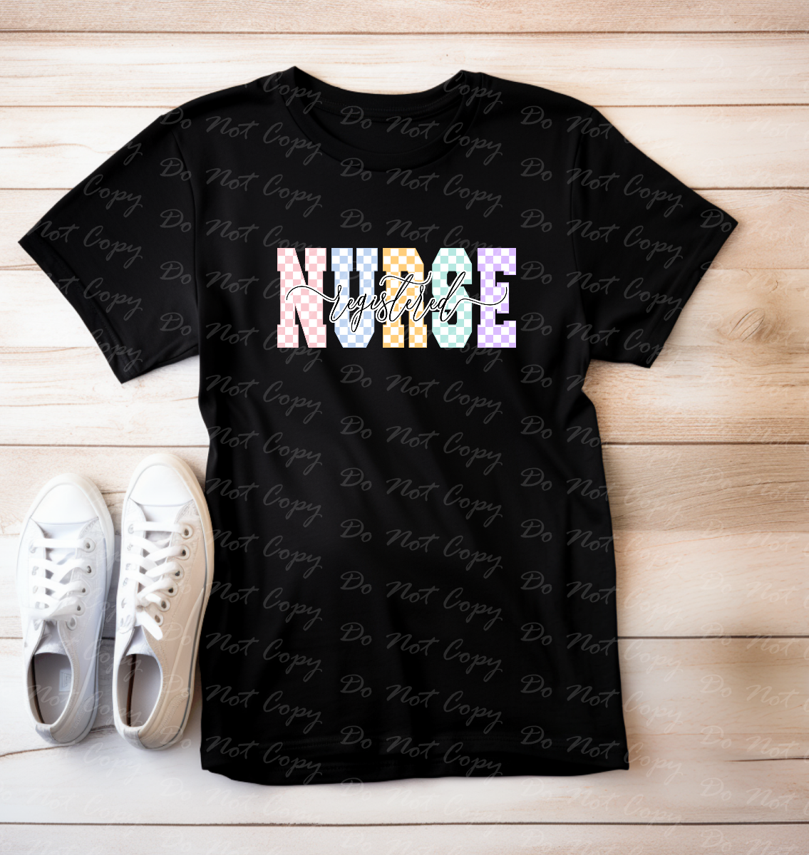50-12 Registered Nurse Checkered tee