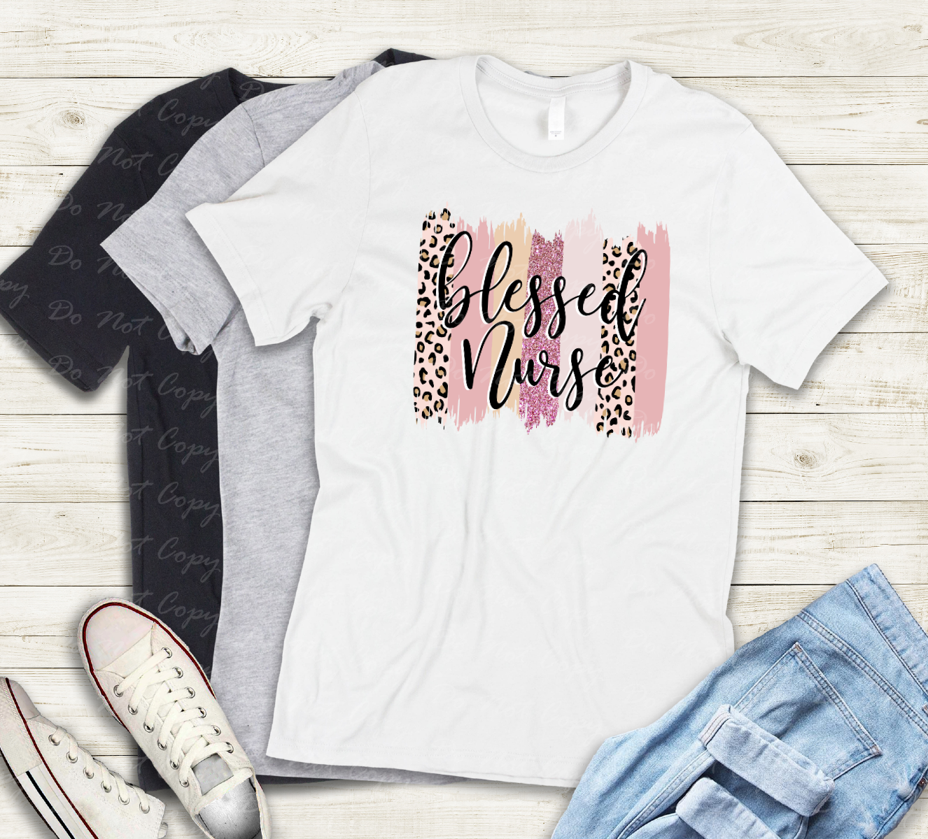 50-22 Brush stroke blessed nurse tee