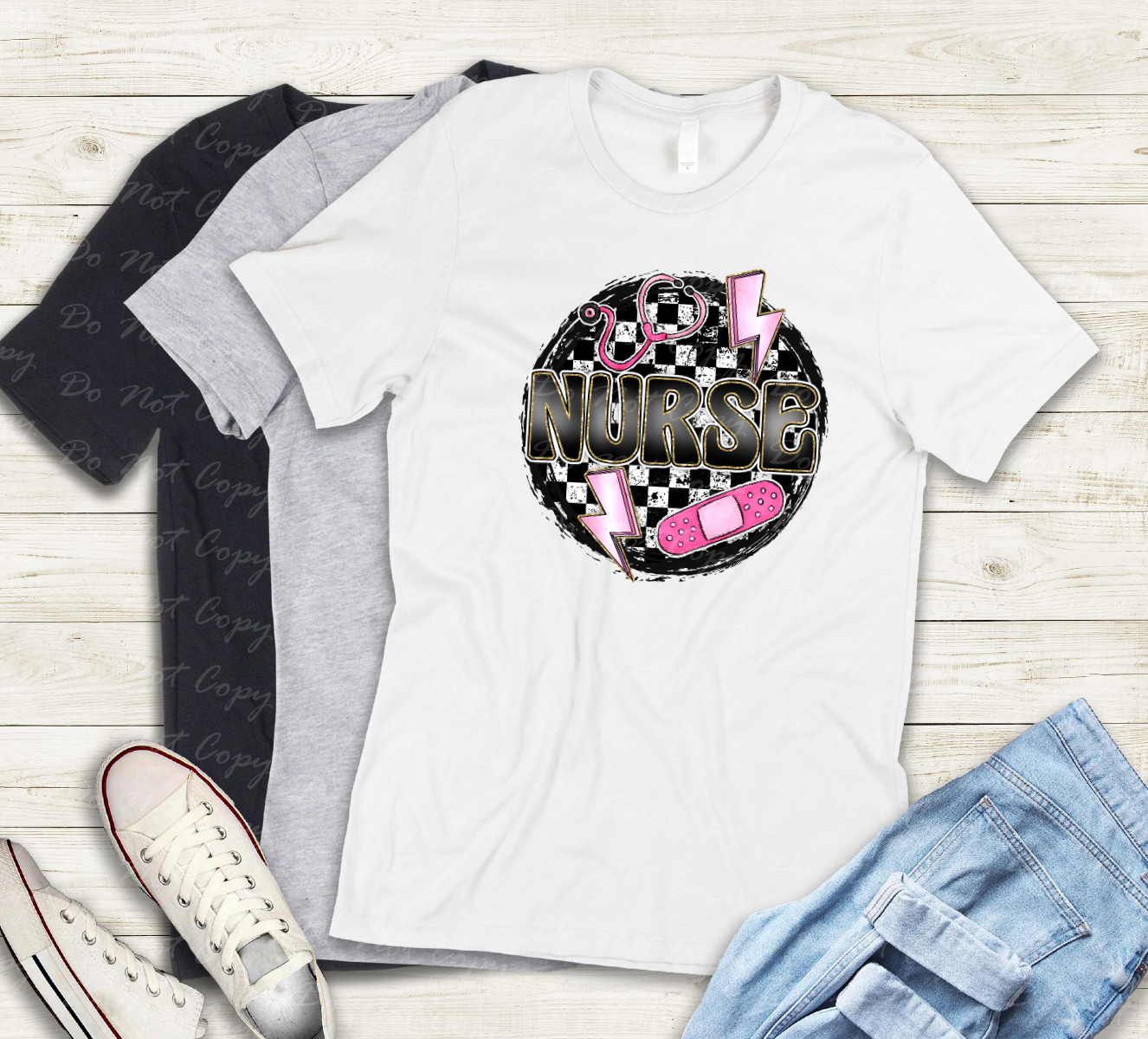50-23 Nurse Checkered tee