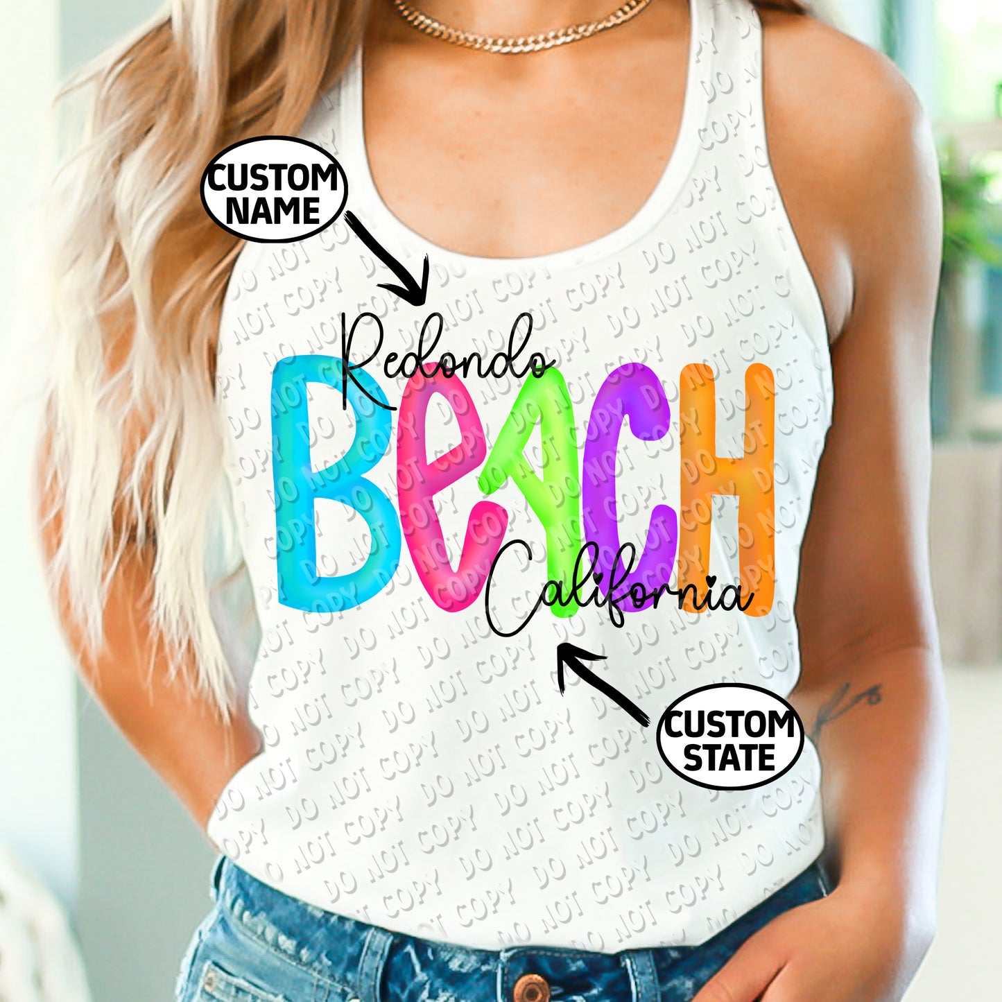 55-01 Custom Beach Colored Letters Tee