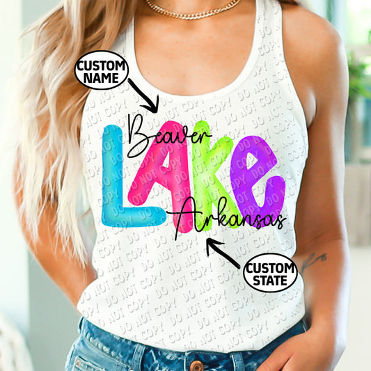 55-02 Custom Lake Colored Letters Tee