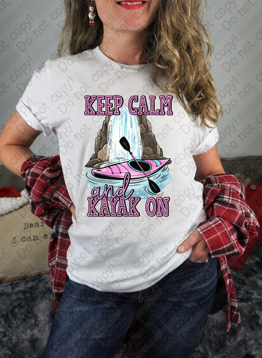 55-37 Keep Calm and Kayak On Completed Tee