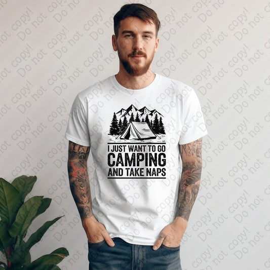 55-48 A Black - I Just Want To Go Camping Completed Tee