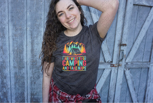 55-48 B Colored - I Just Want To Go Camping Completed Tee