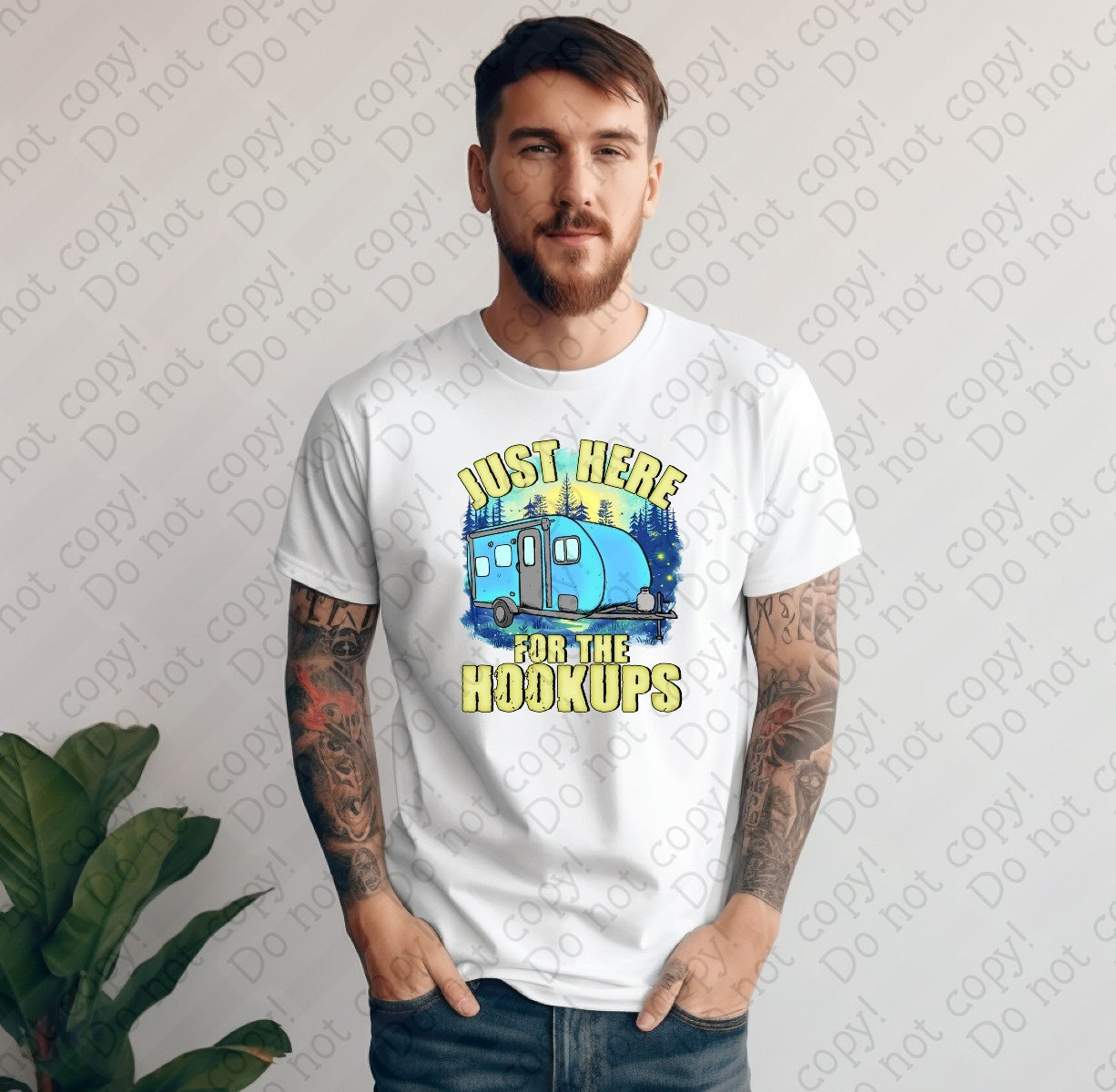 55-54 Just Here for the Hookups Completed Tee