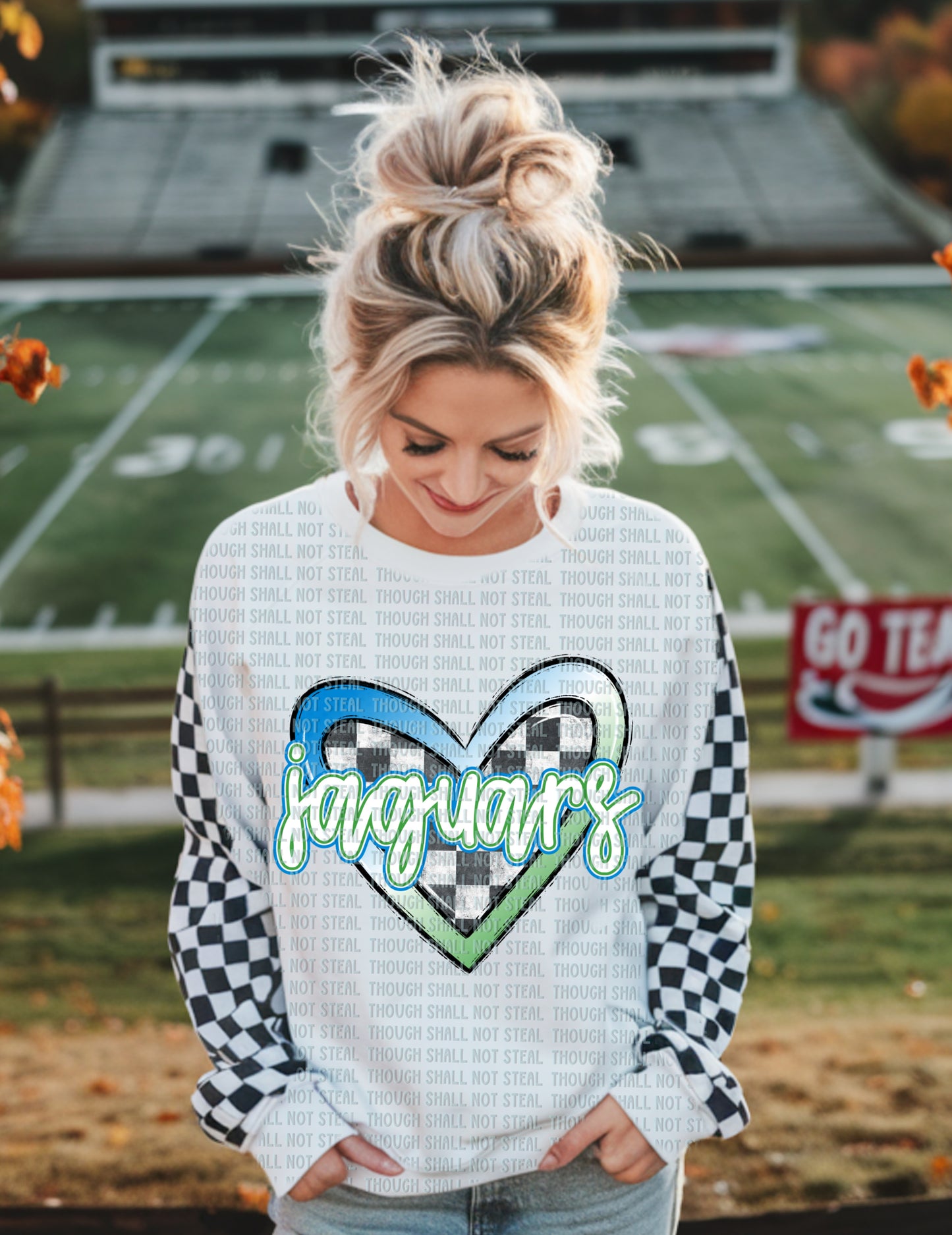 58-06 Blue Springs South Jaguars - Checkered Heart tee