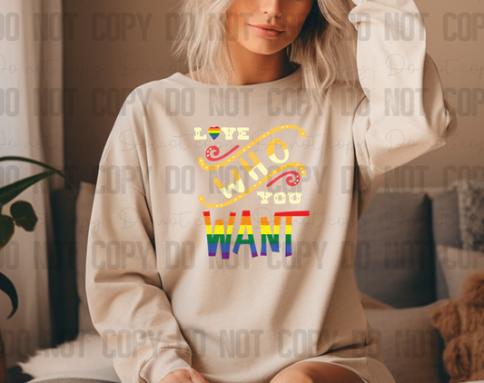 58-153 Love Who You Want Completed Tee