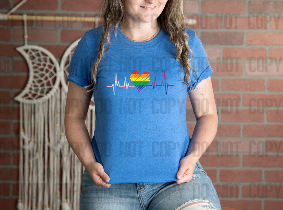 58-233 Rainbow Transgender Bisexual EKG Line Completed Tee