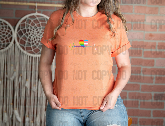 58-234 Rainbow Transgender EKG Line Completed Tee