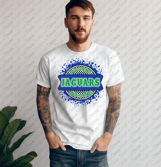 58-40 Blue Springs Jaguars - Checkered Circle tee