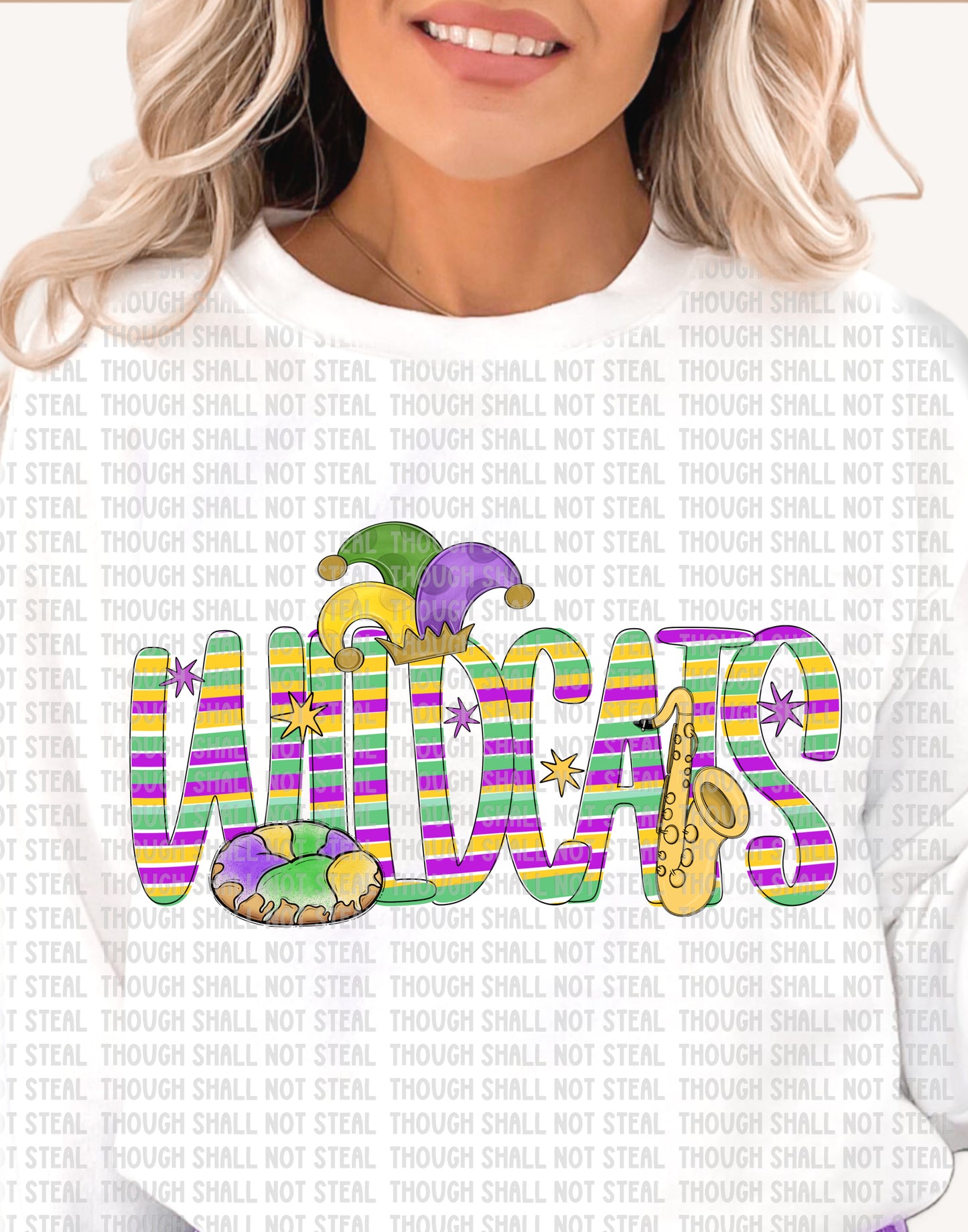 59-08 Blue Springs Wildcats Mardi Gras tee
