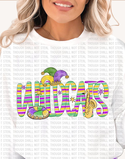 59-08 Blue Springs Wildcats Mardi Gras tee