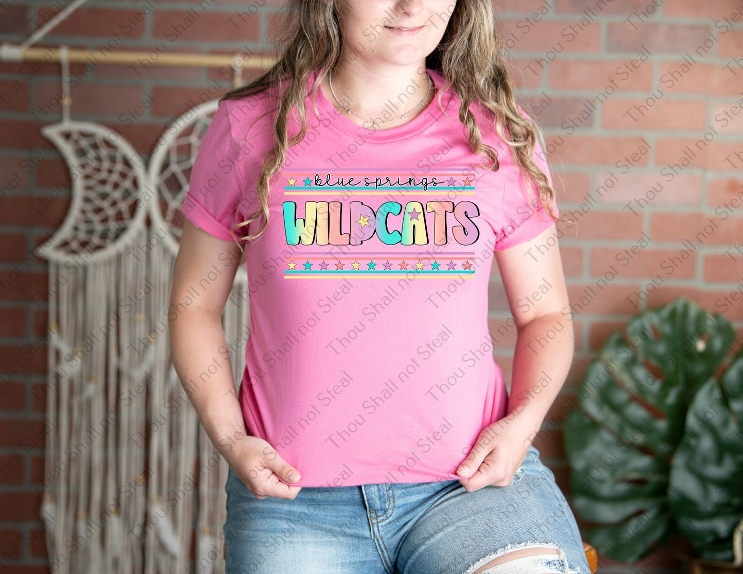 59-27 Blue Springs Wildcats - Pastel Stars tee