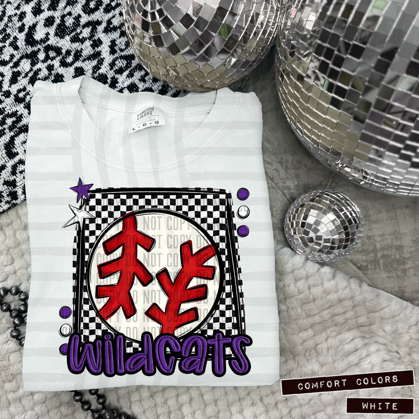 59-28 Wildcats Black & White Checkered tee