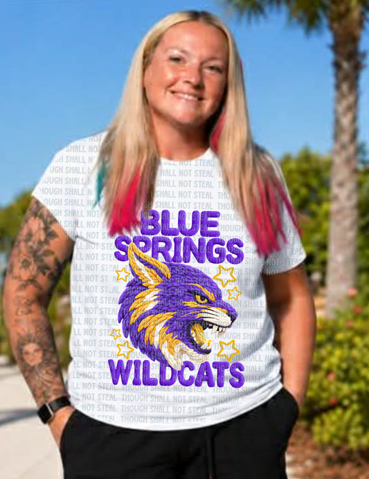 59-38 Blue Springs Wildcats - Yarn Mascots  copy tee