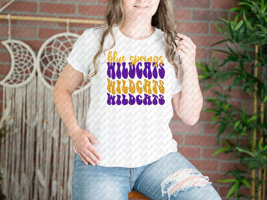 59-39 Blue Springs Wildcats - wavy text tee