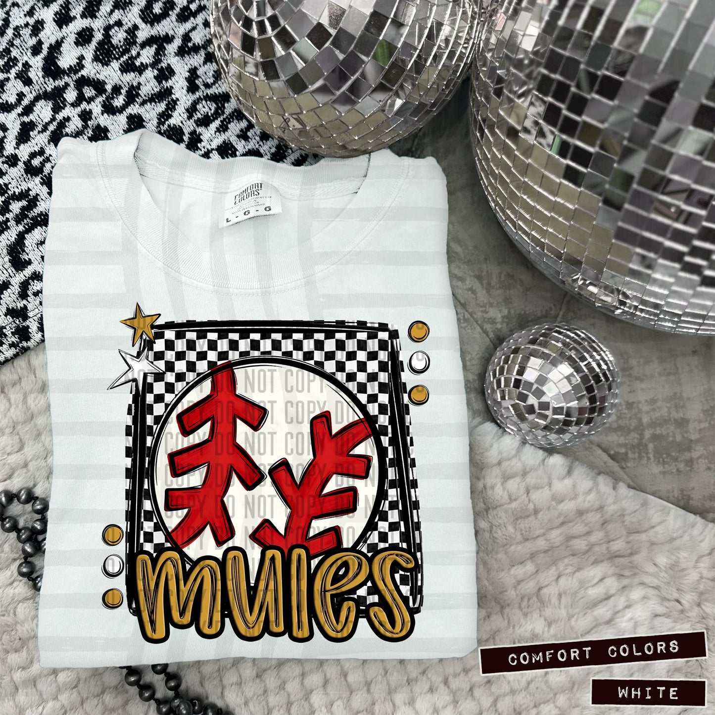 60-20 Mules Black & White Checkered tee