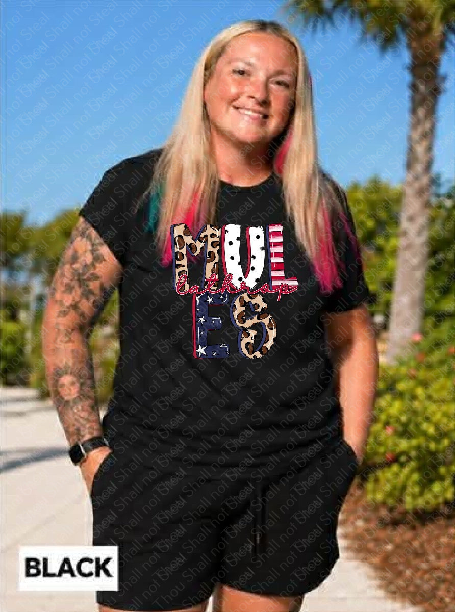 60-29 Mules Stars Stripes Cheetah Print tee