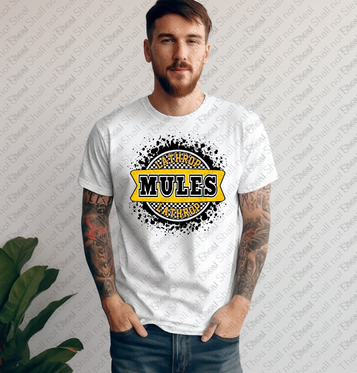 60-32 Lathrop Mules - Checkered Circle tee