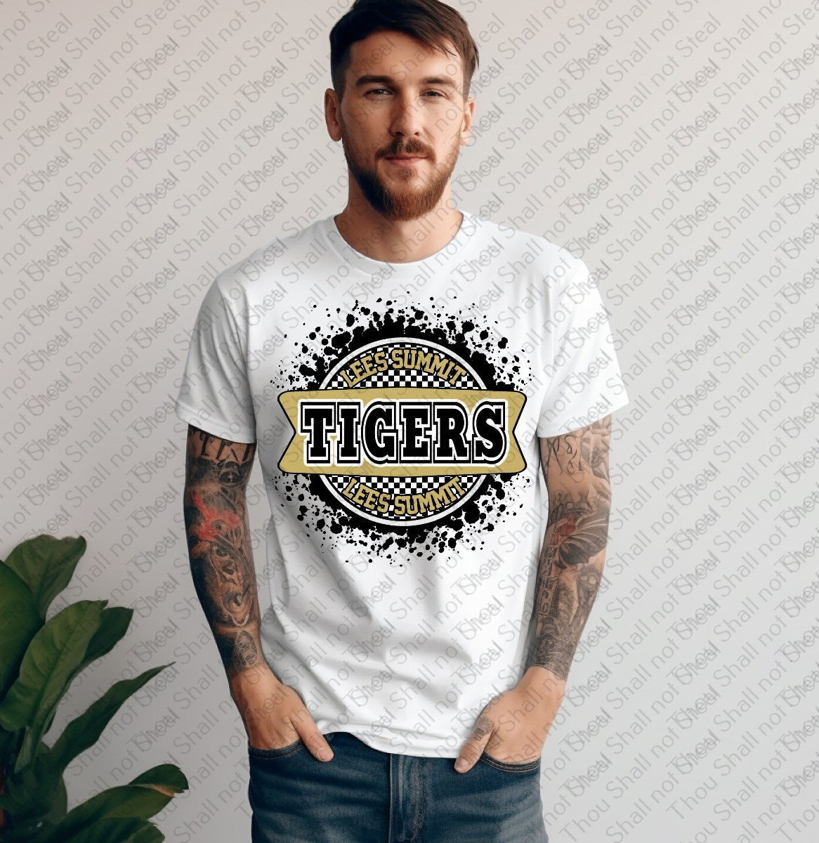 61-40 Lee_s Summit Tigers - Checkered Circle tee