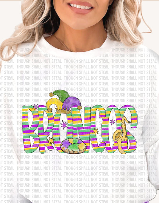 62-08 Lee's Summit North Broncos Mardi Gras tee