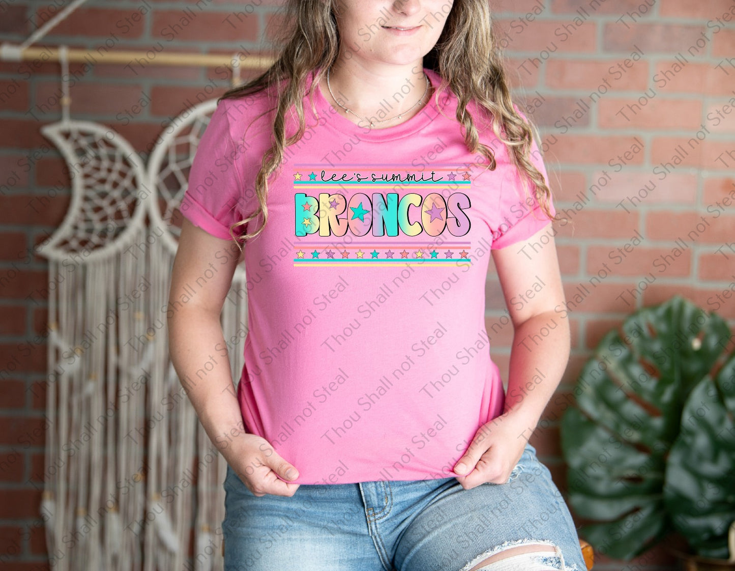 62-27 Lee_s Summit Broncos - Pastel Stars tee