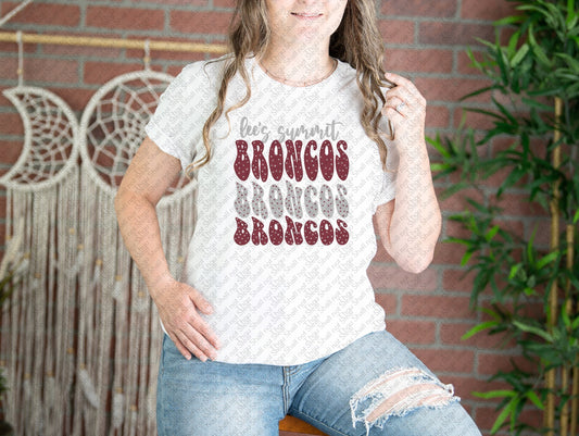 62-39 Lee_s Summit Broncos - wavy text tee