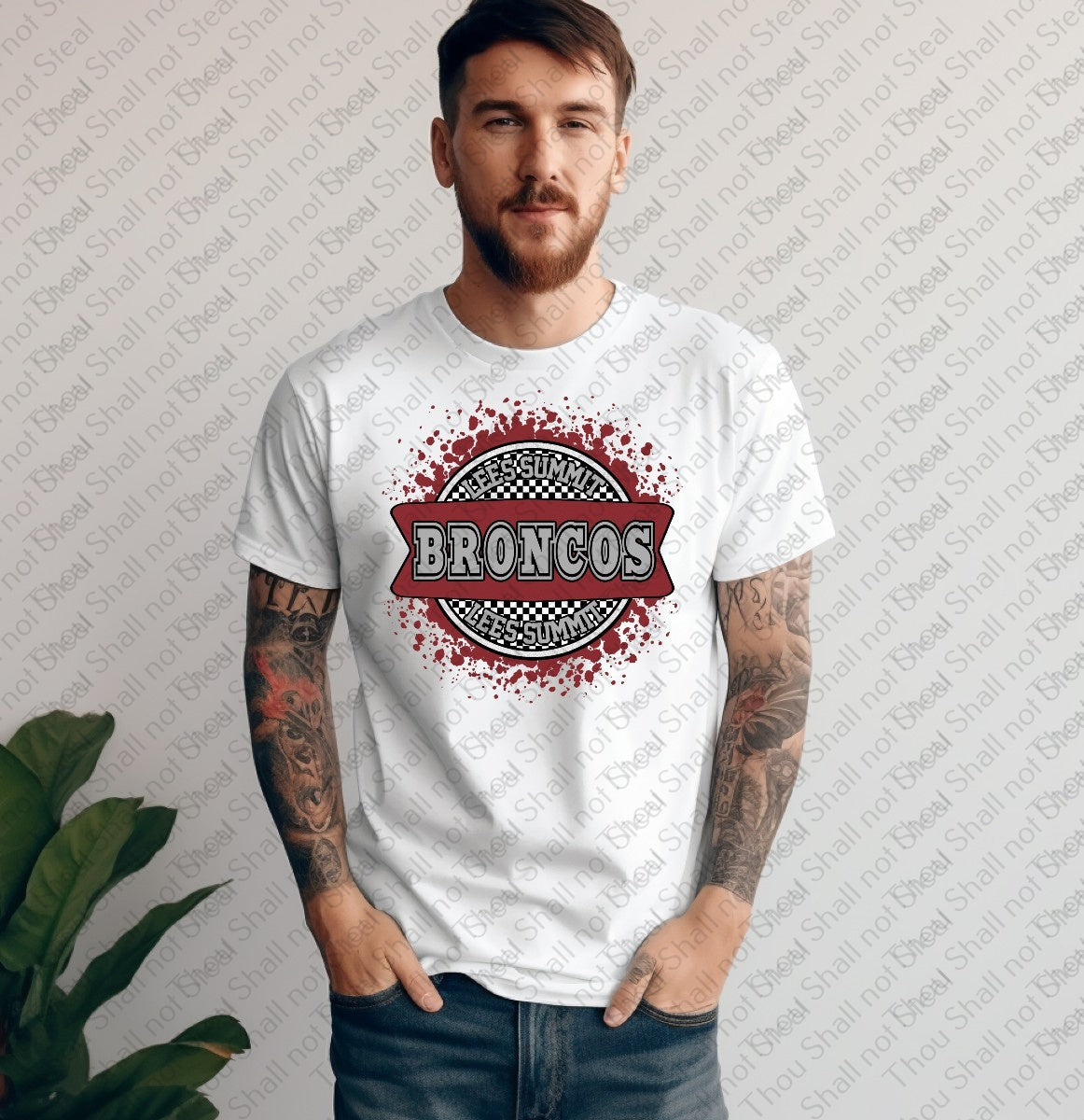 62-40 Lee_s Summit Broncos - Checkered Circle tee