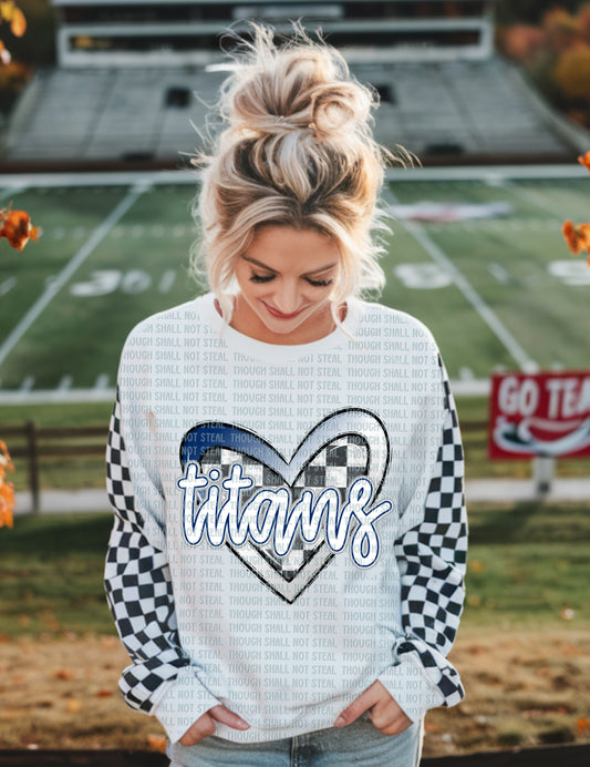 63-06 Lee's Summit West Titans - Checkered Heart tee