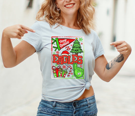 64-01 Grain Valley Eagles Christmas Collage tee