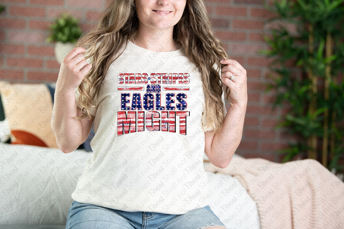 64-28 Eagles - Stars, stripes, and might tee