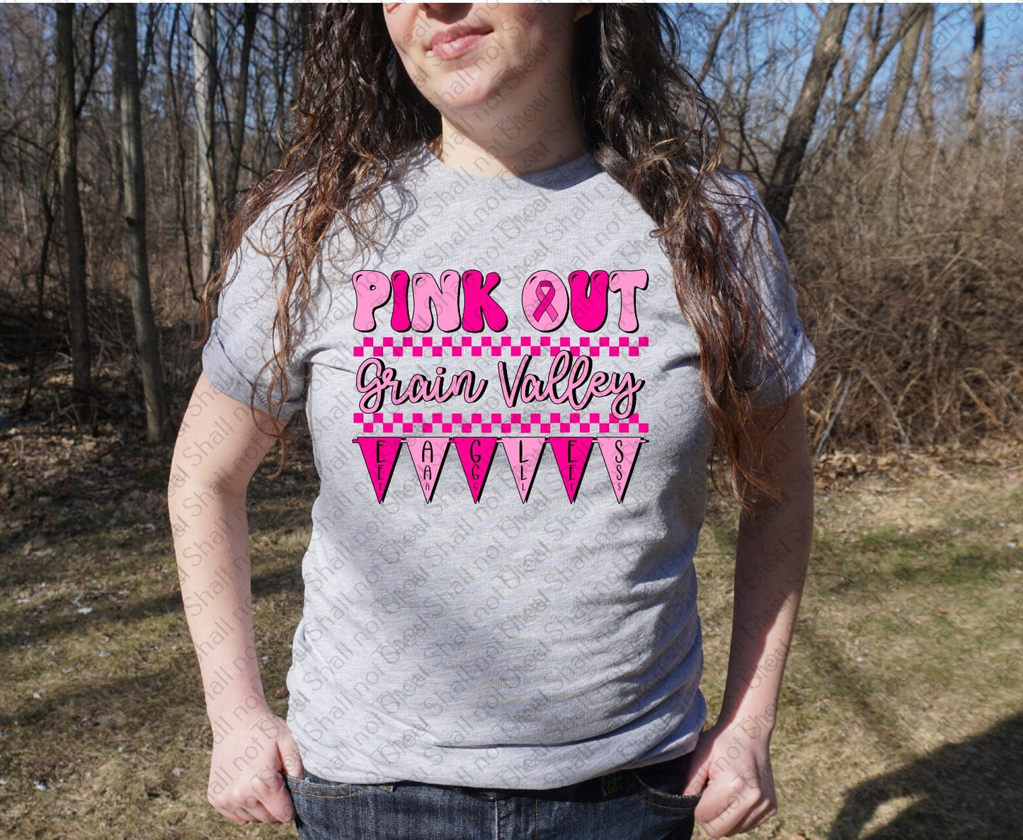 64-33 Grain Valley Eagles - Pink Out Schools tee