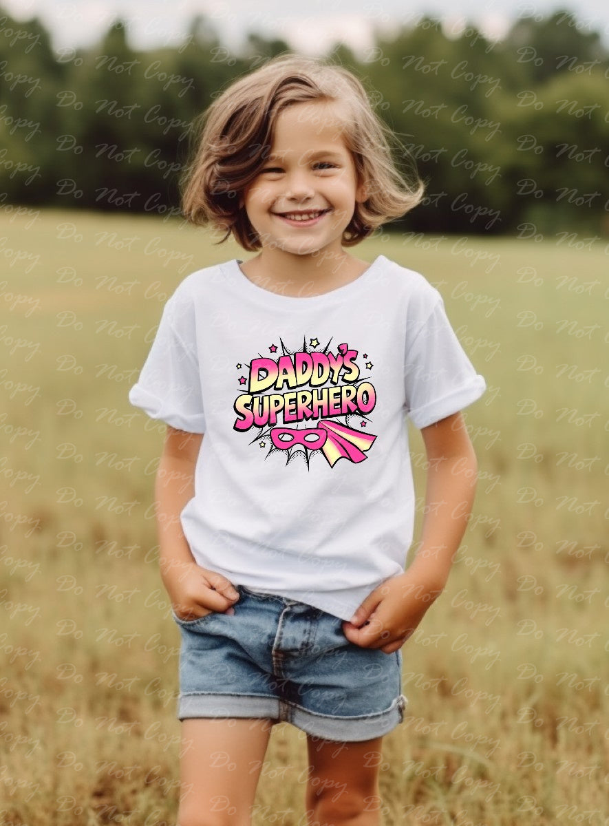 C-25 B Daddy's Superhero - Pink and Yellow tee