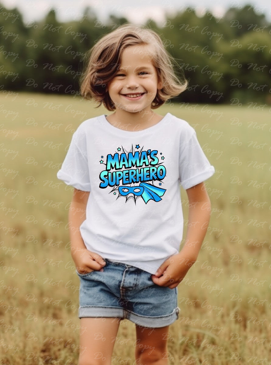 C-25 C Mama's Superhero - Blue and Aqua tee