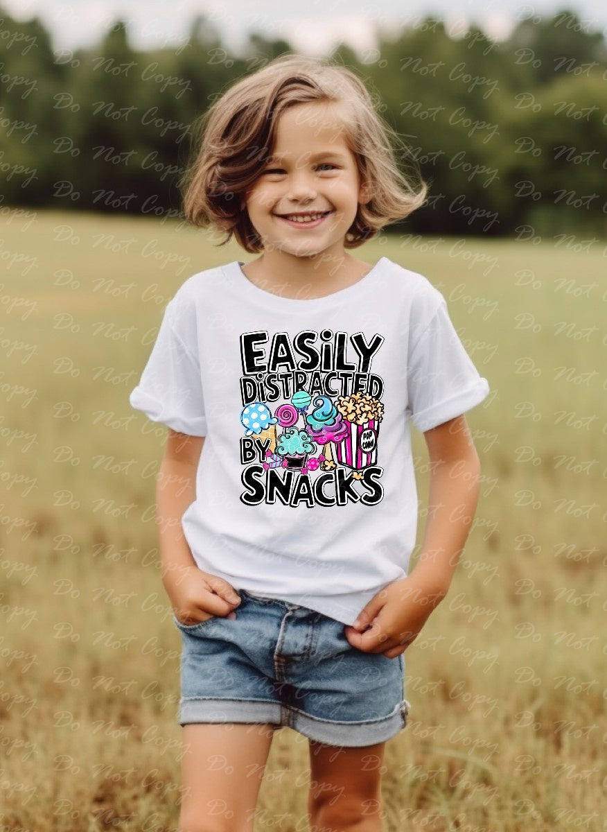 C-29 A Boy -Easily Distracted by Snacks tee