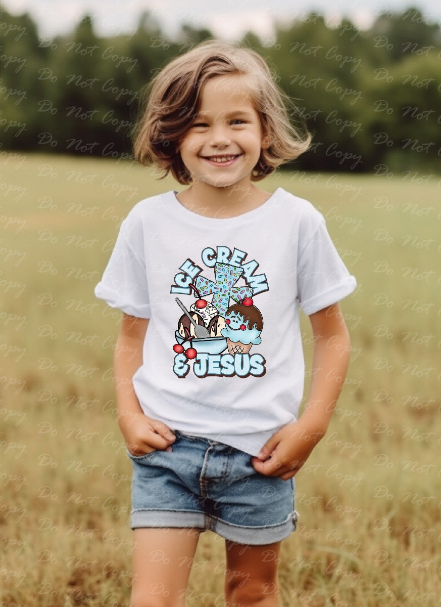 C-31 A Blue - Ice Cream and Jesus tee