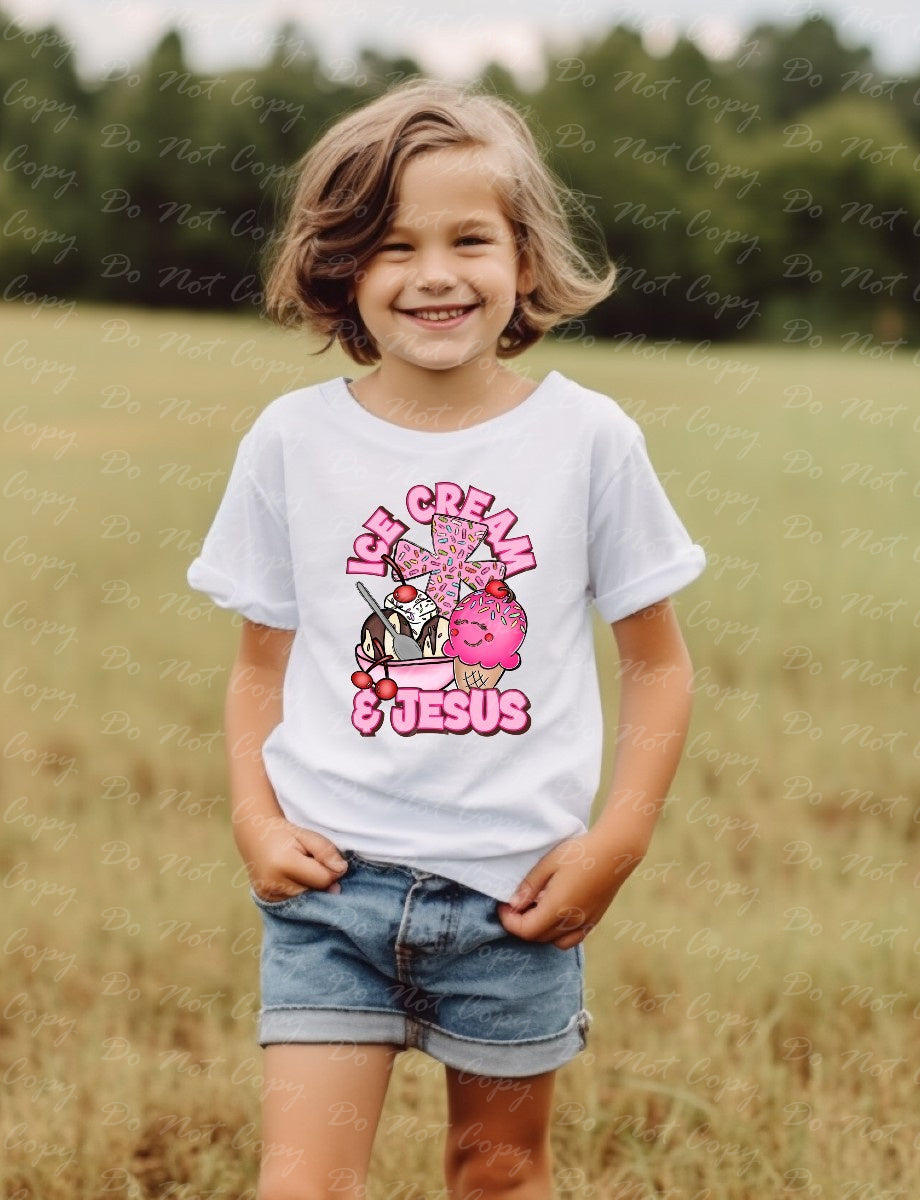 C-31 B Pink - Ice Cream and Jesus tee