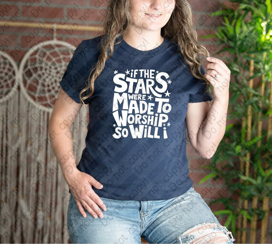 D-124 B White - If the stars were made to worship tee