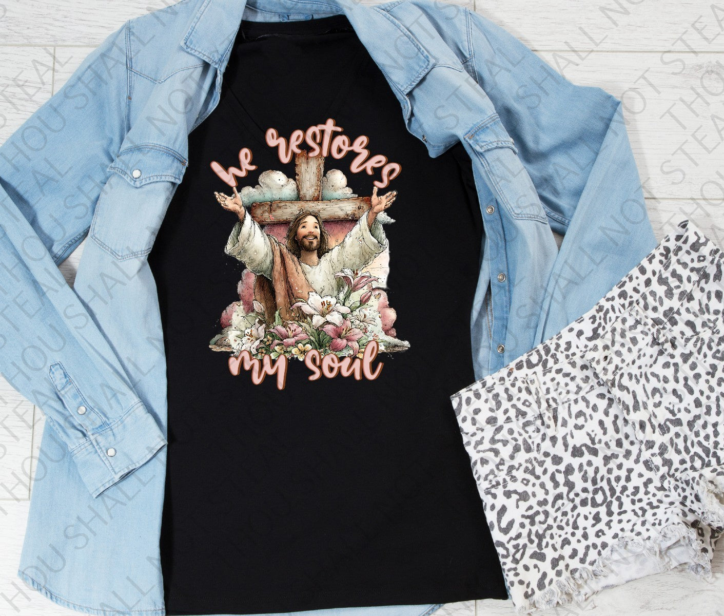 D-175 He restores my soul tee