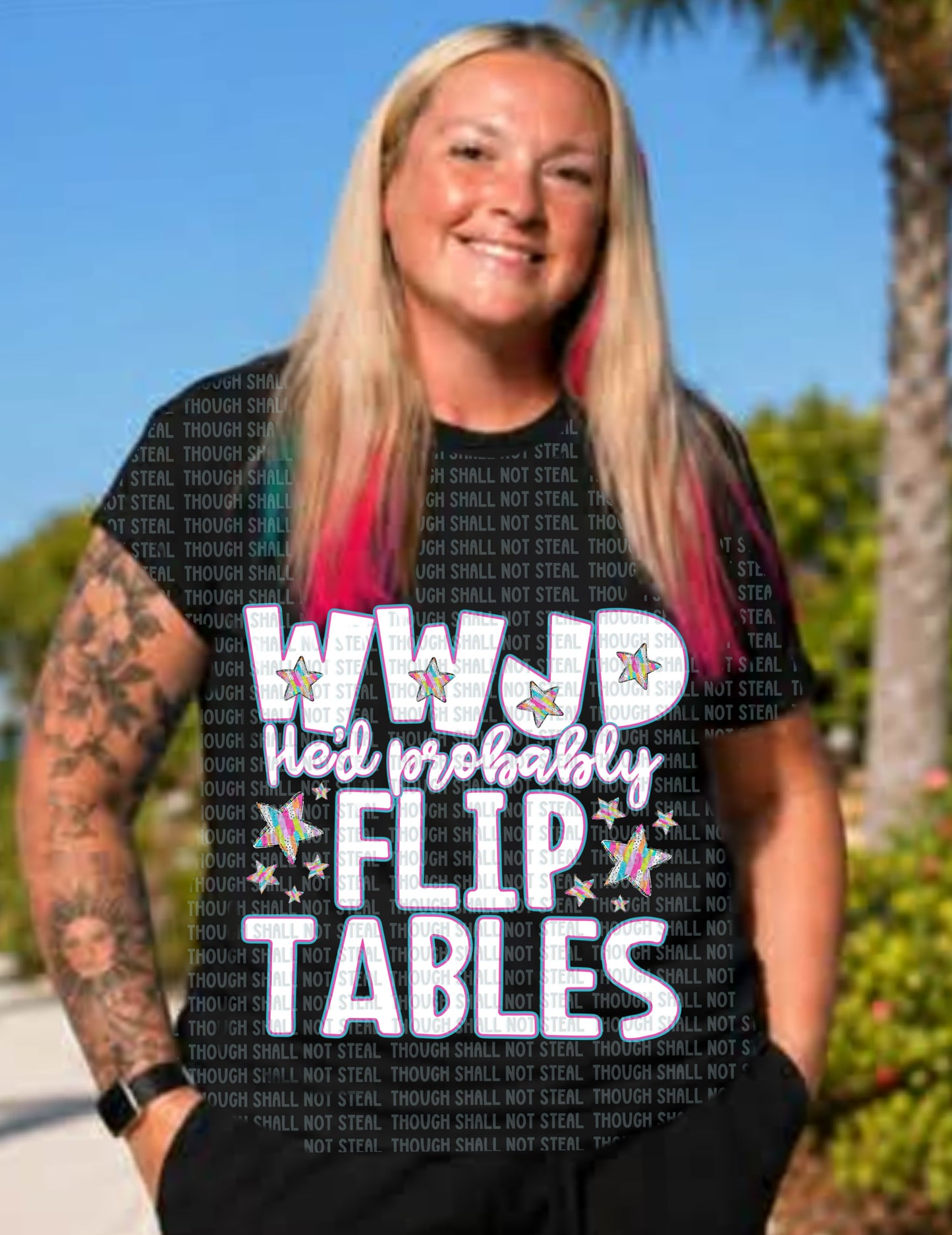 D-186 WWJD Probably flip tables Tee
