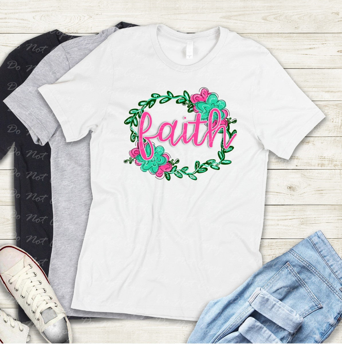 D-18 Faith Floral Wreath Tee