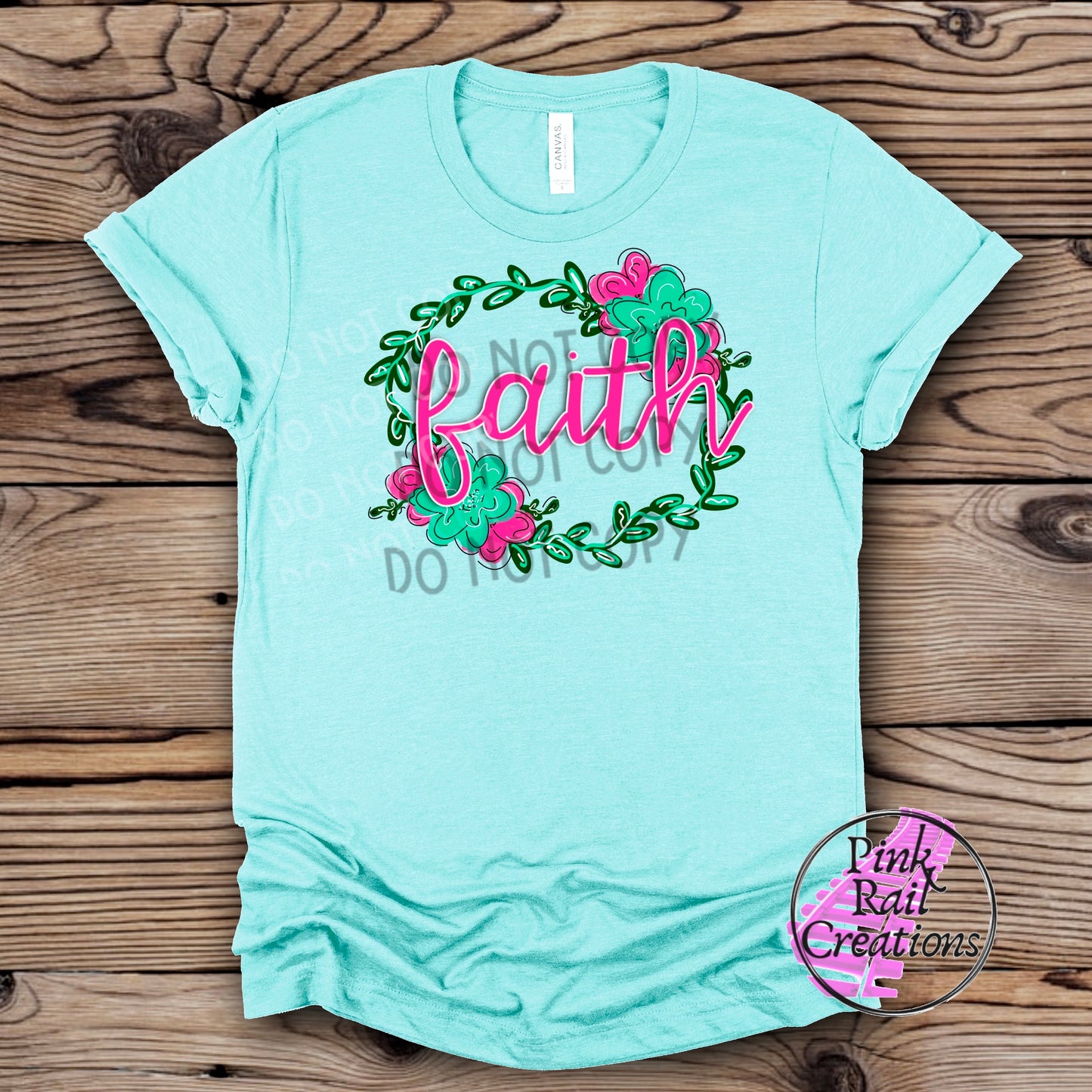 D-18 Faith Floral Wreath Completed Tee