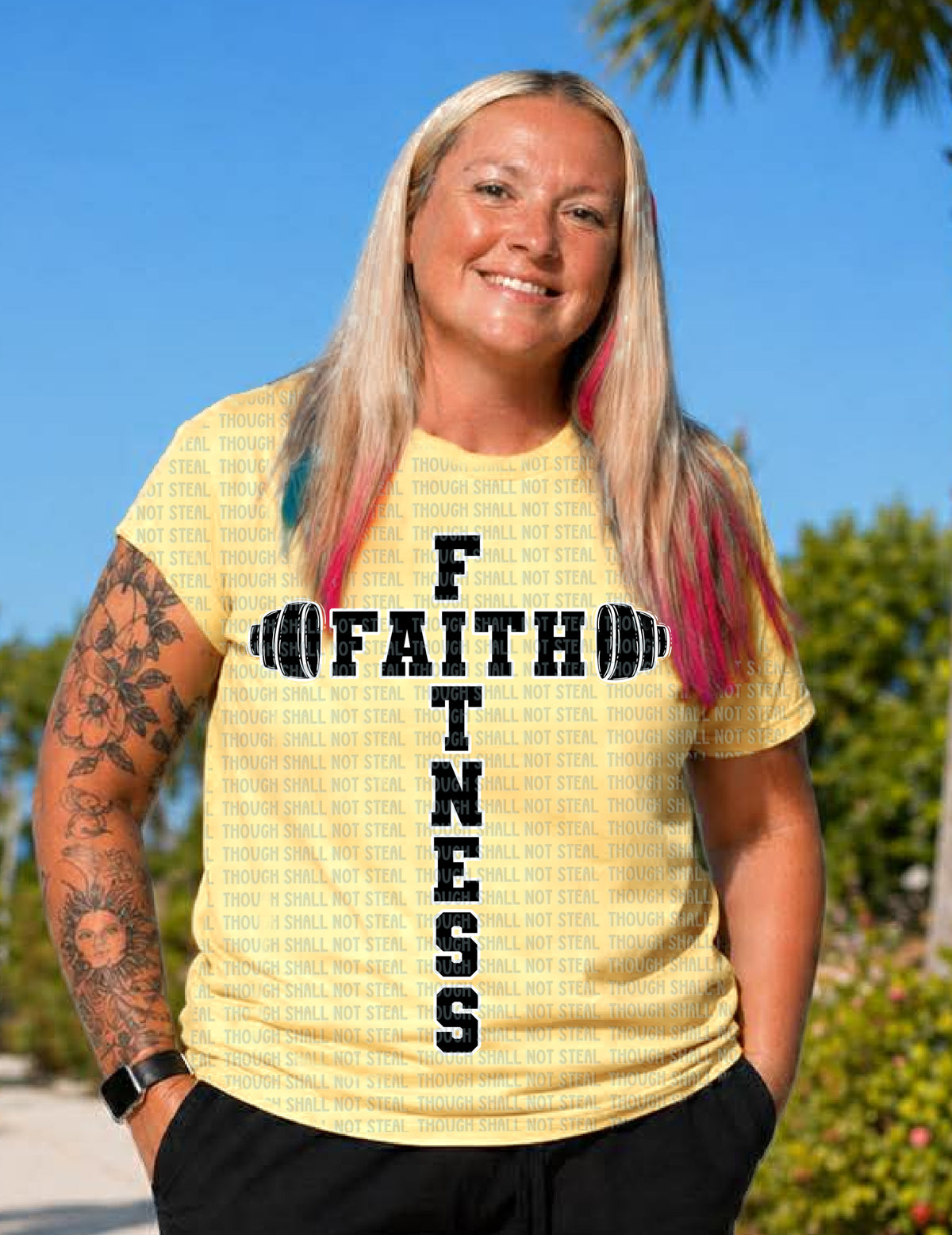 D-214 Faith Fitness Cross (Choose Color) tee