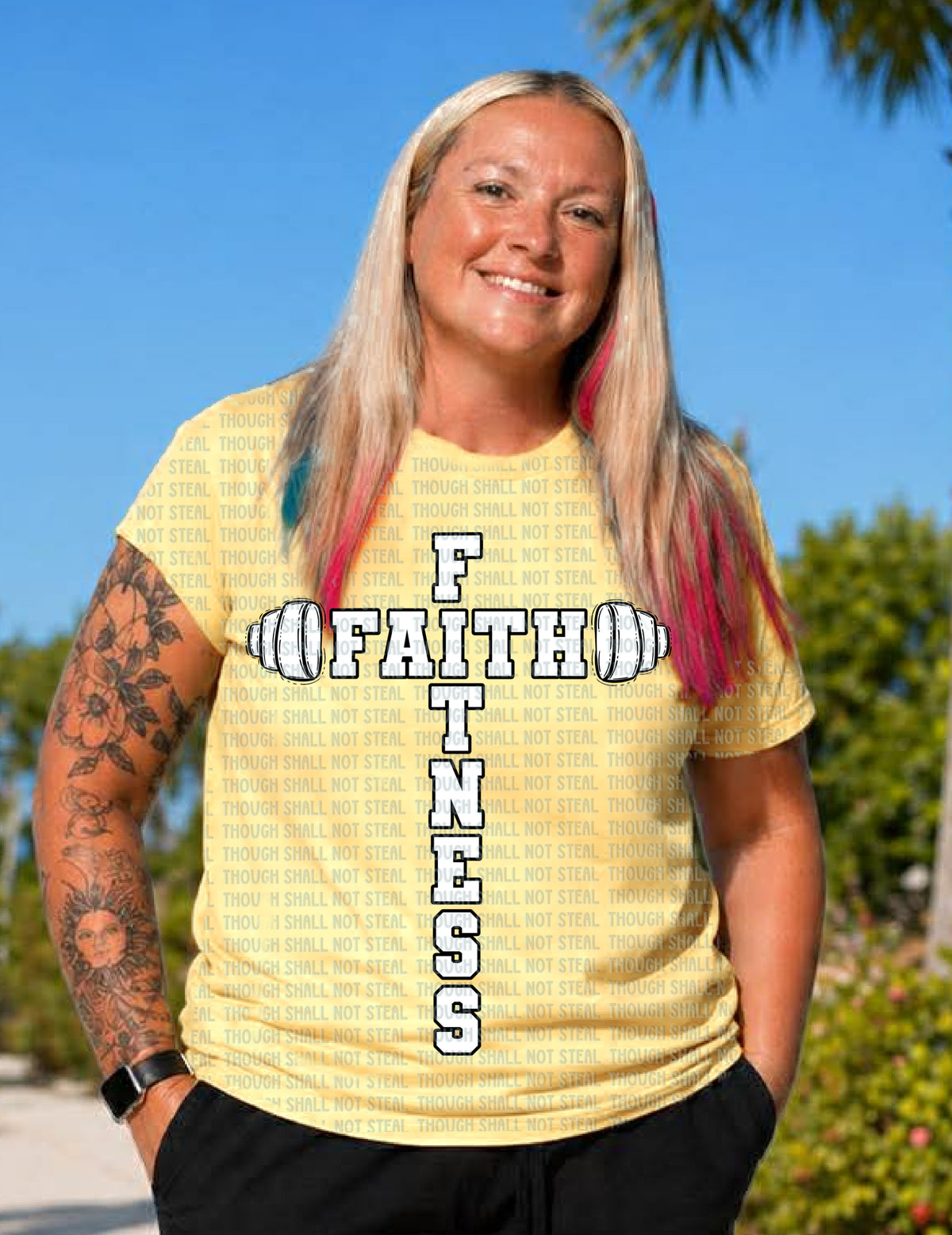 D-214 Faith Fitness Cross (Choose Color) tee